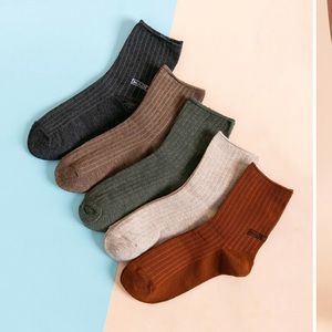 Set of 5 rib crew socks